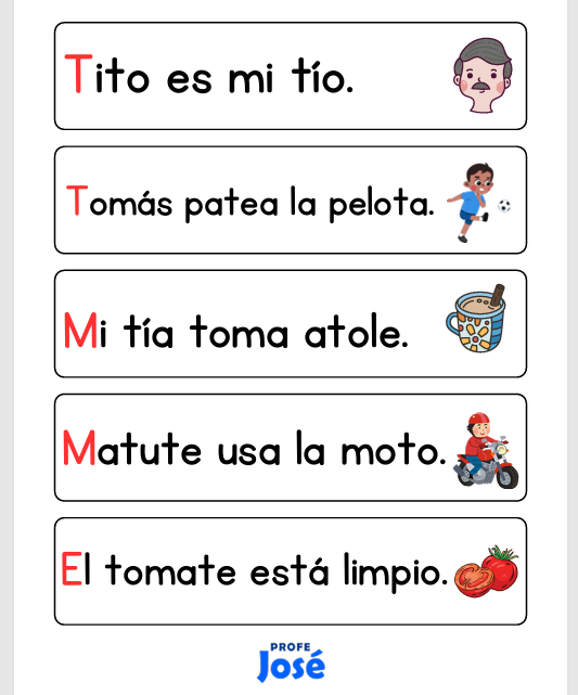 Las Tiras de Enunciados – Método Silábico