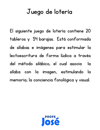Lotería de sílabas-Profe José
