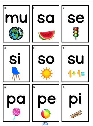 Lotería de sílabas-Profe José