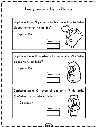 Problemario de Matemáticas 1° Grado – Capibara-Profe José